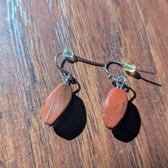 Brown Stone Drop Earrings - Picture 2 of 2